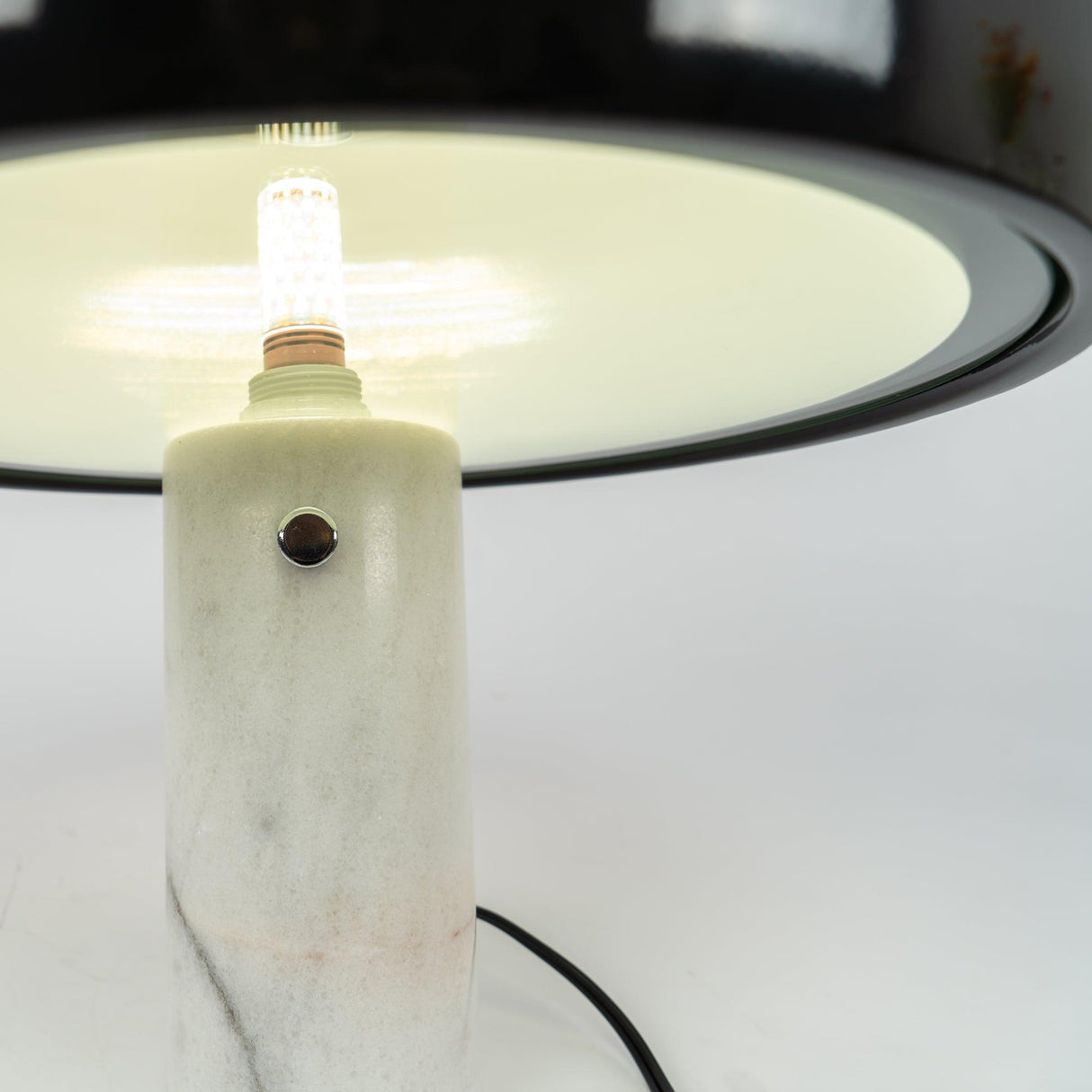 Modern Marble Table Lamp  Carrara Base Black Dome Shade - Product detail 84