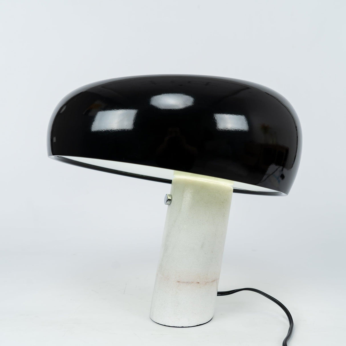 Modern Marble Table Lamp  Carrara Base Black Dome Shade - Product detail 85