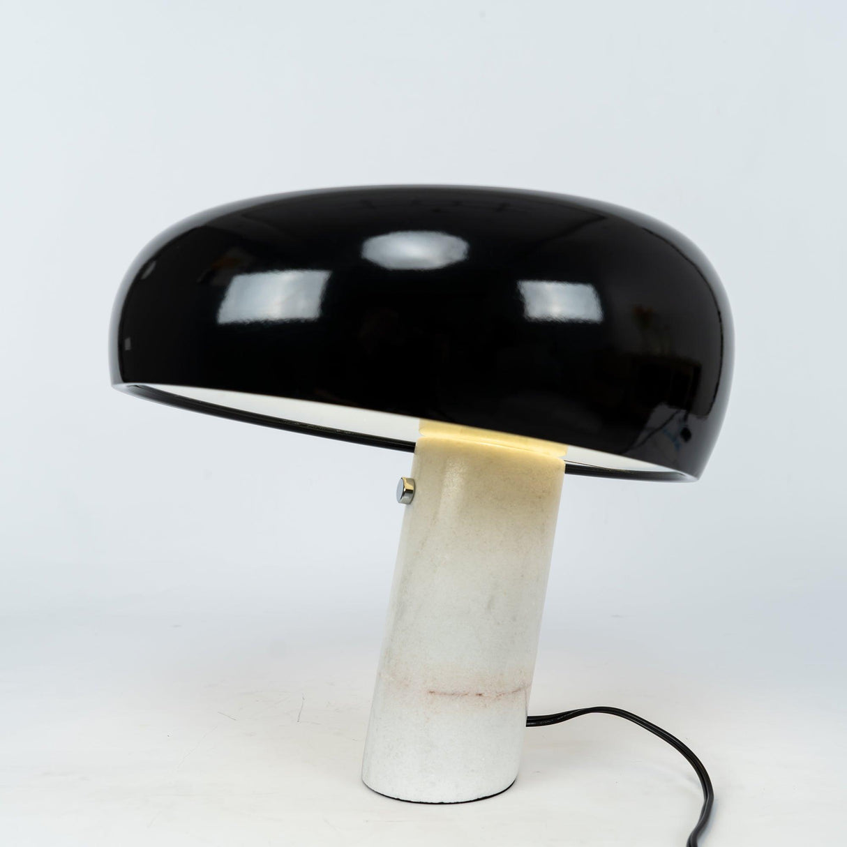 Modern Marble Table Lamp  Carrara Base Black Dome Shade - Product detail 86