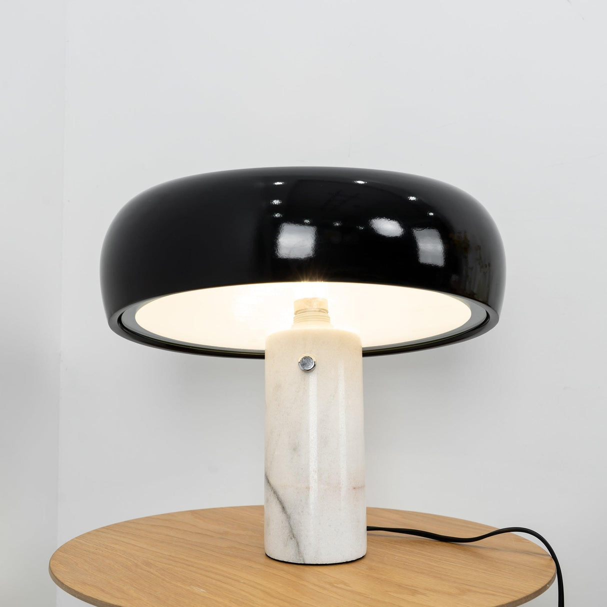 Modern Marble Table Lamp  Carrara Base Black Dome Shade - Product detail 88
