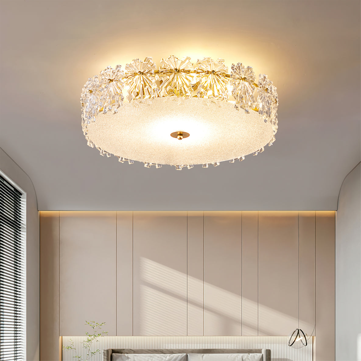 Crystal Ceiling Light  Snowflake Glass Design - Detailed view
