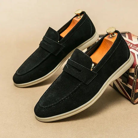 Classic Suede Penny Loafers  Comfort Sole Design - Product showcase