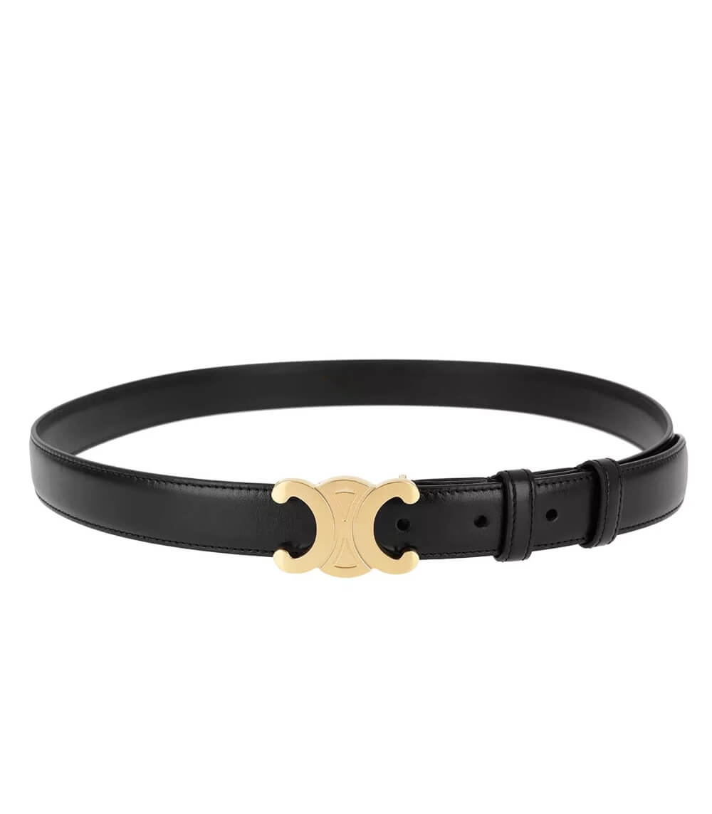 Designer Leather Belt  Gold Double C Buckle - Product detail 5