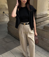 Designer Leather Belt  Gold Double C Buckle - Product example