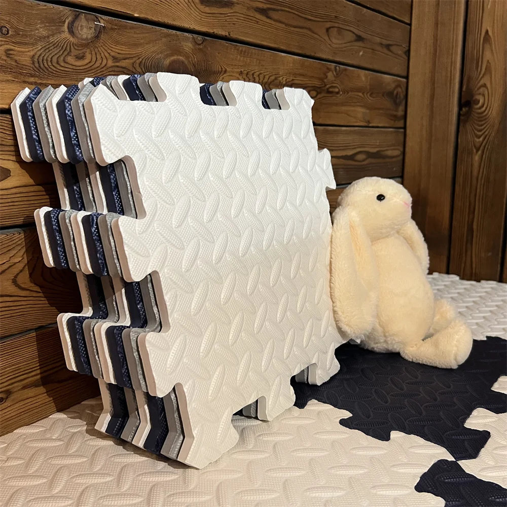 Modern Foam Play Mat  Blue Gray Checkerboard Pattern - Product detail 4
