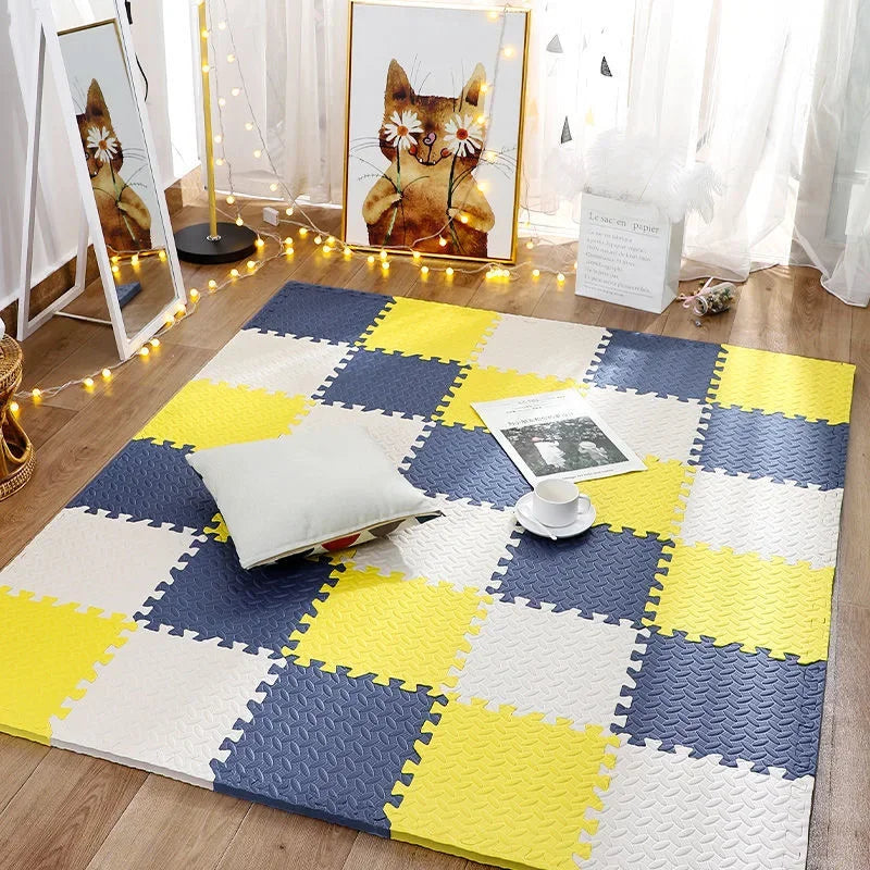 Modern Foam Play Mat  Blue Gray Checkerboard Pattern - Product detail 6