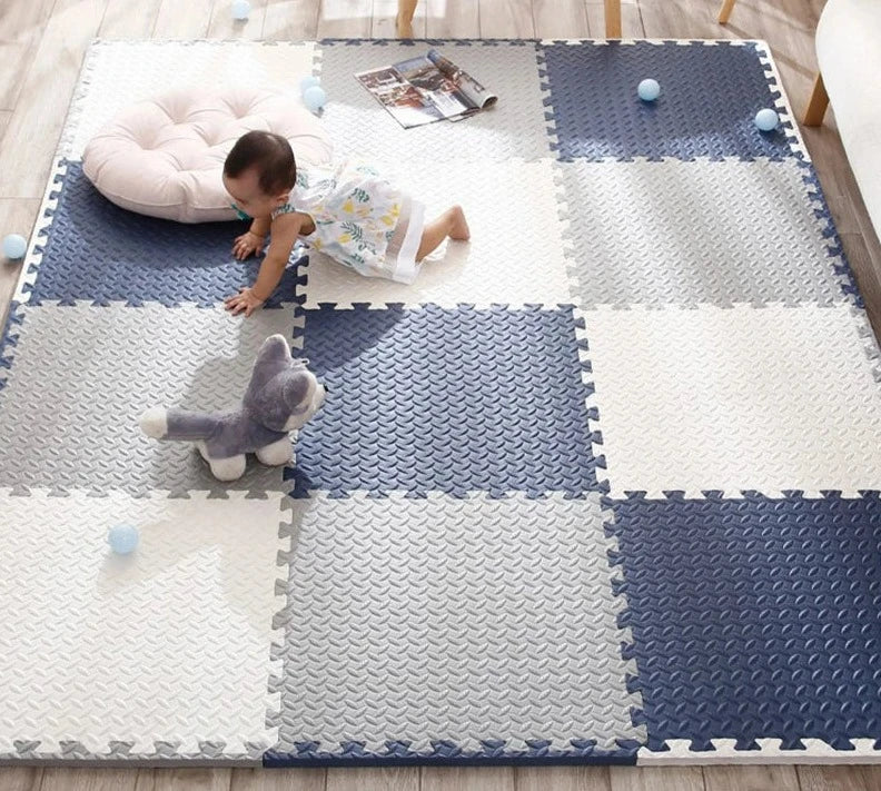 Modern Foam Play Mat  Blue Gray Checkerboard Pattern - Product detail 8