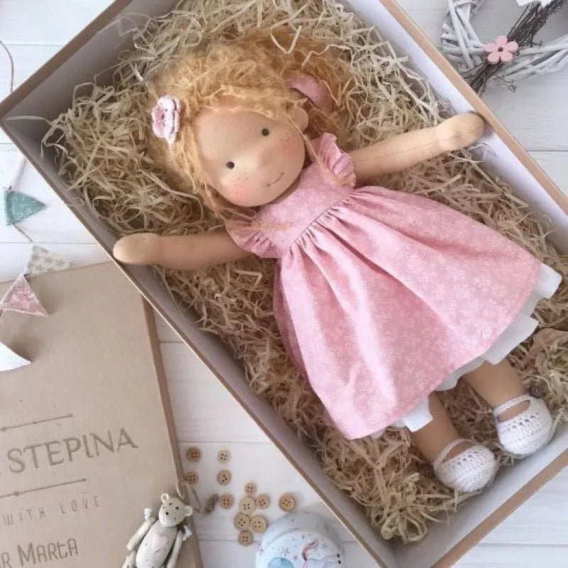 Waldorf Cotton Plush Doll  Handmade Knit Outfit with Gift Box - Product detail 14