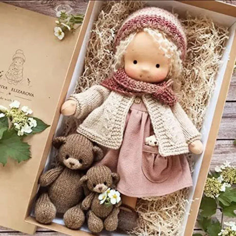 Waldorf Cotton Plush Doll  Handmade Knit Outfit with Gift Box - Product detail 27