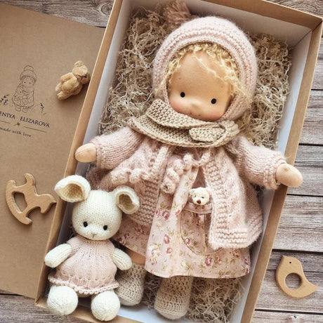 Waldorf Cotton Plush Doll  Handmade Knit Outfit with Gift Box - Product detail 31