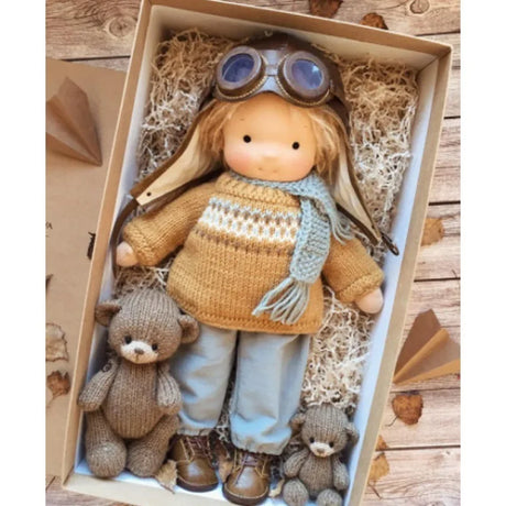 Waldorf Cotton Plush Doll  Handmade Knit Outfit with Gift Box - Product detail 33