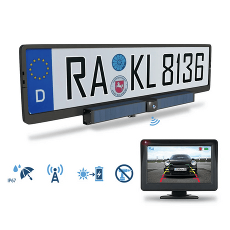 Wireless Solar Backup Camera  HD License Plate Frame with Monitor - Product showcase