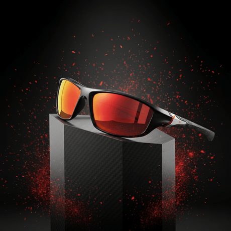 Polarized Sport Sunglasses  UV400 Protection Red Mirrored Lenses - Product showcase