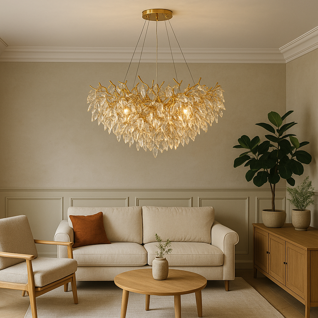Modern Crystal Chandelier  Leaf-Shaped Glass Design - Product example
