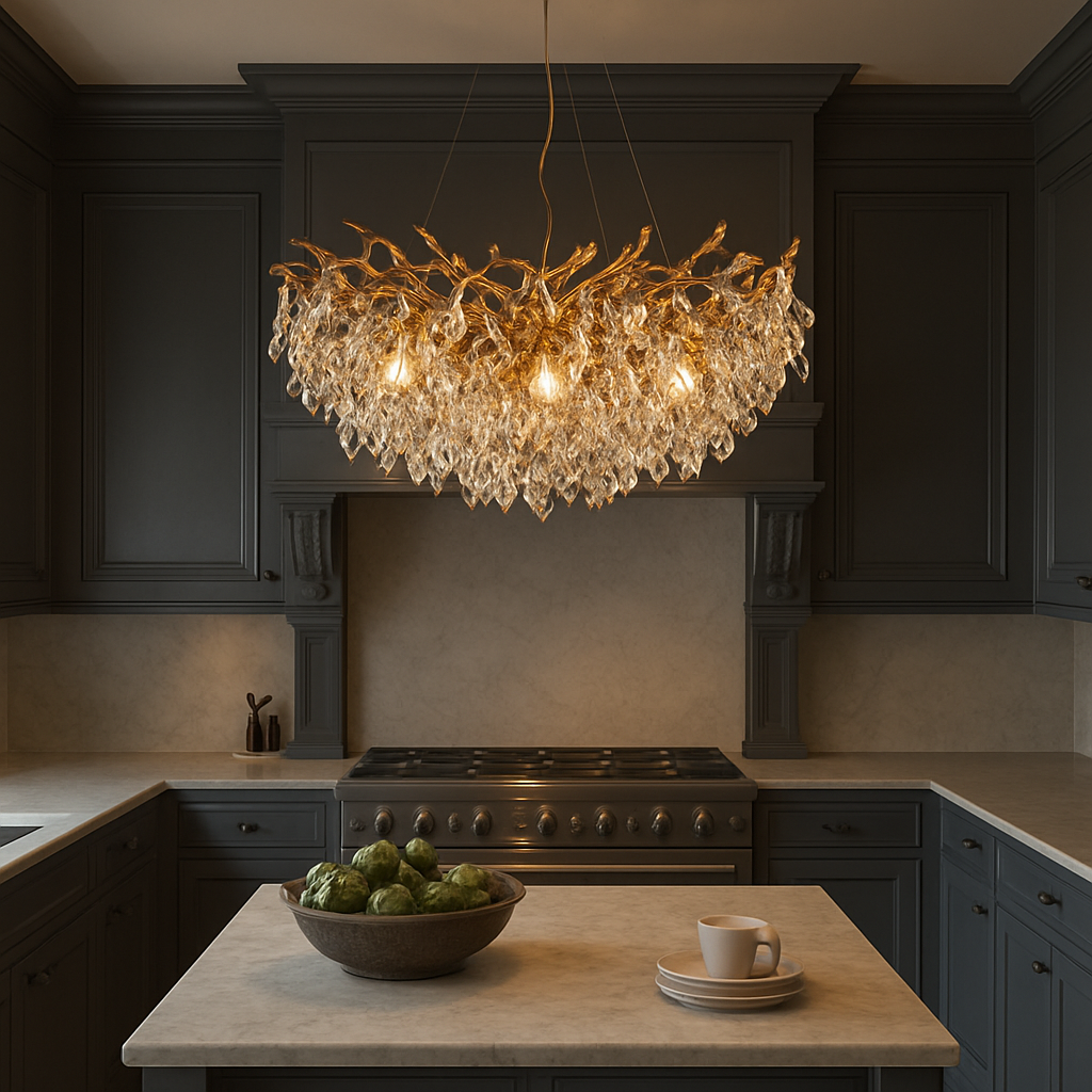 Modern Crystal Chandelier  Leaf-Shaped Glass Design - Product detail 4