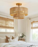 Natural Hemp Ceiling Light  Double Layer Rope Design - Product example
