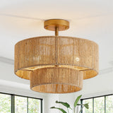 Natural Hemp Ceiling Light  Double Layer Rope Design - Product detail 5