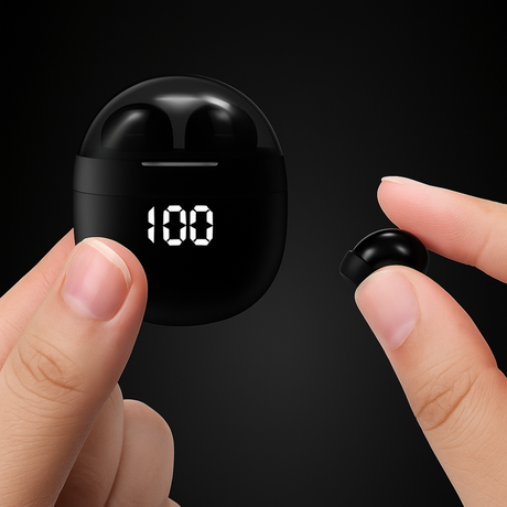 Mini Bluetooth Earbuds  Digital Display Sleep Comfort Design - Product showcase