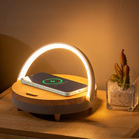Wireless Charging Table Lamp  LED Light with Bluetooth Speaker - Product showcase