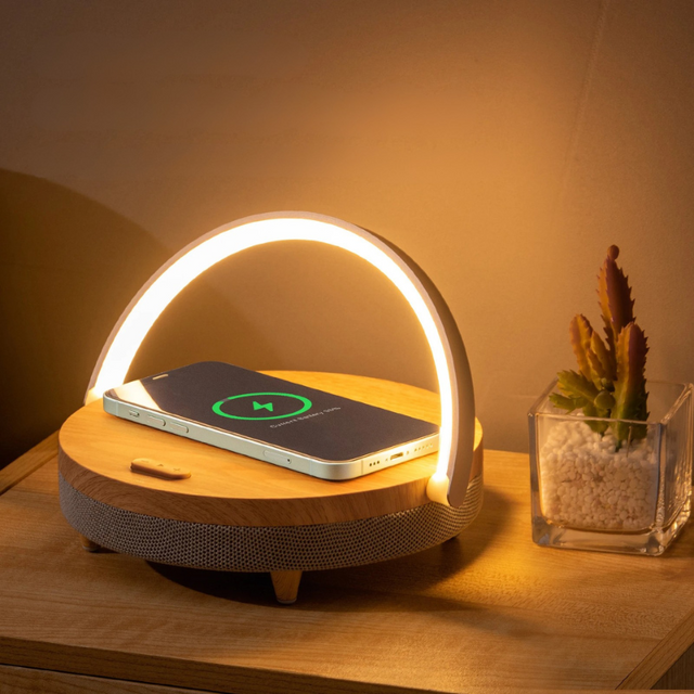 Wireless Charging Table Lamp  LED Light with Bluetooth Speaker - Product showcase