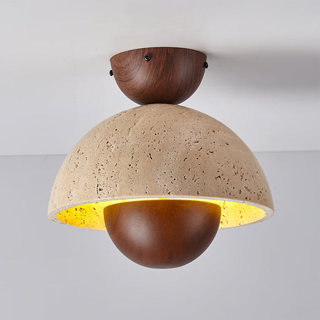 Modern Ceiling Light  Travertine Wood Dome Design - Product detail 14