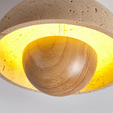 Modern Ceiling Light  Travertine Wood Dome Design - Product example