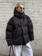 Oversized Winter Puffer Jacket  High Collar Quilted Design - Product showcase