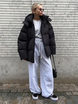 Oversized Winter Puffer Jacket  High Collar Quilted Design - Product example