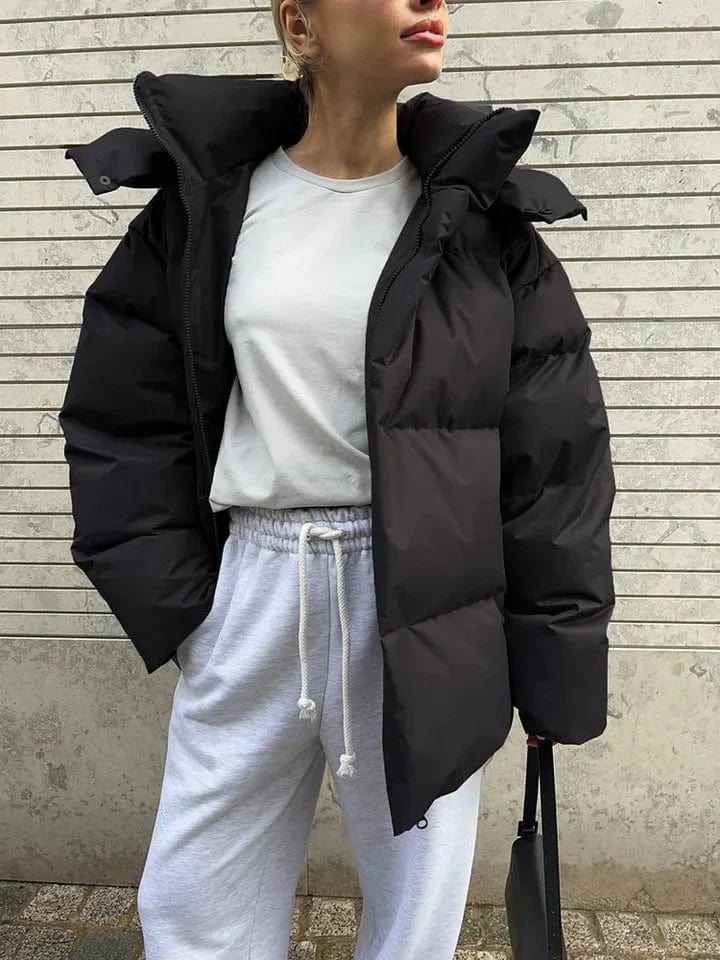 Oversized Winter Puffer Jacket  High Collar Quilted Design - Product detail 4