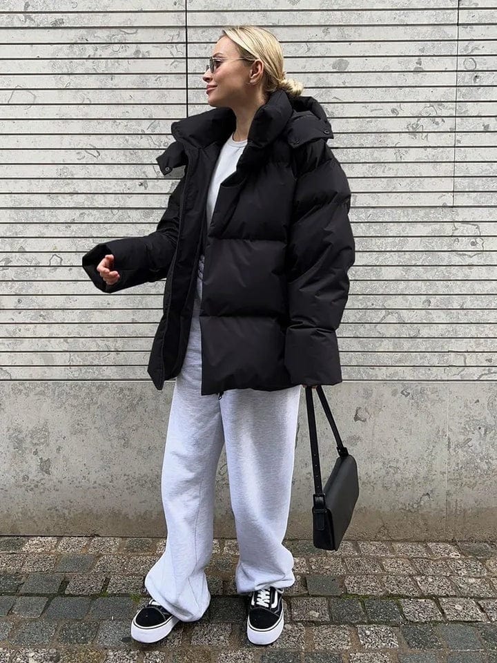 Oversized Winter Puffer Jacket  High Collar Quilted Design - Product detail 5