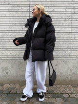 Oversized Winter Puffer Jacket  High Collar Quilted Design - Product detail 5