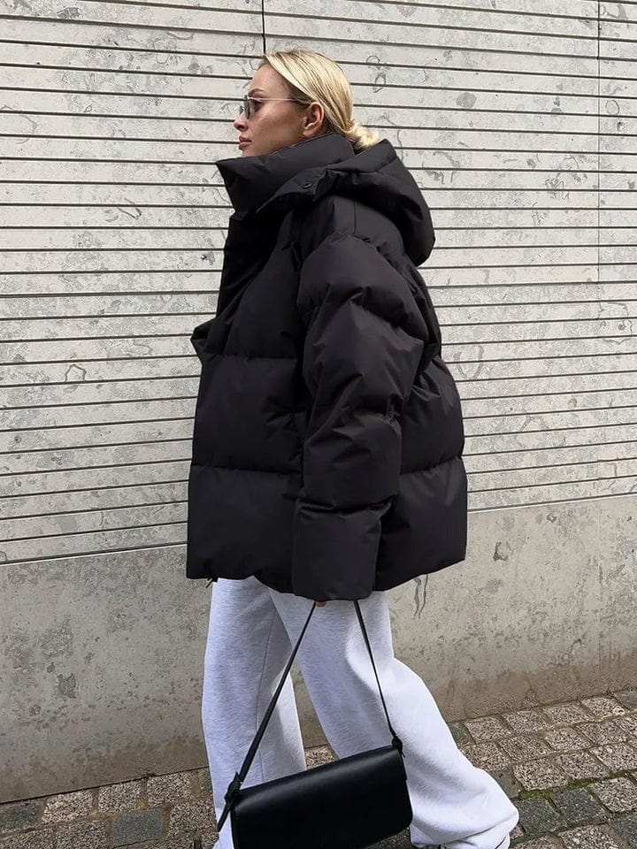 Oversized Winter Puffer Jacket  High Collar Quilted Design - Product detail 7