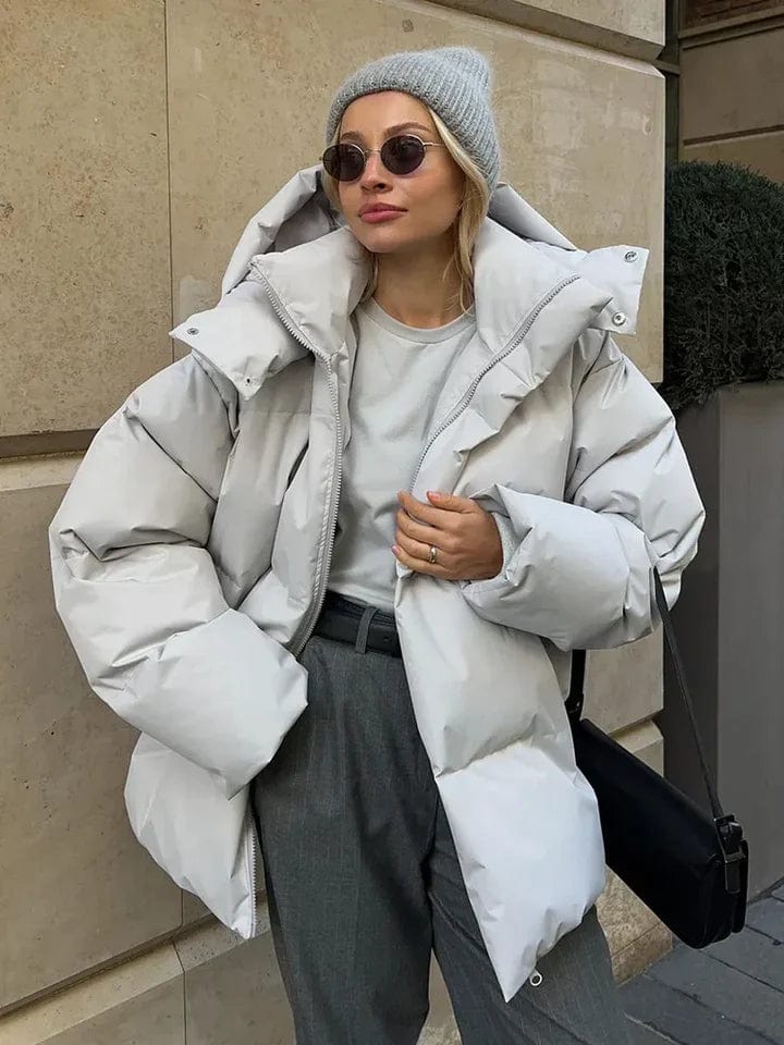Oversized Winter Puffer Jacket  High Collar Quilted Design - Product detail 8