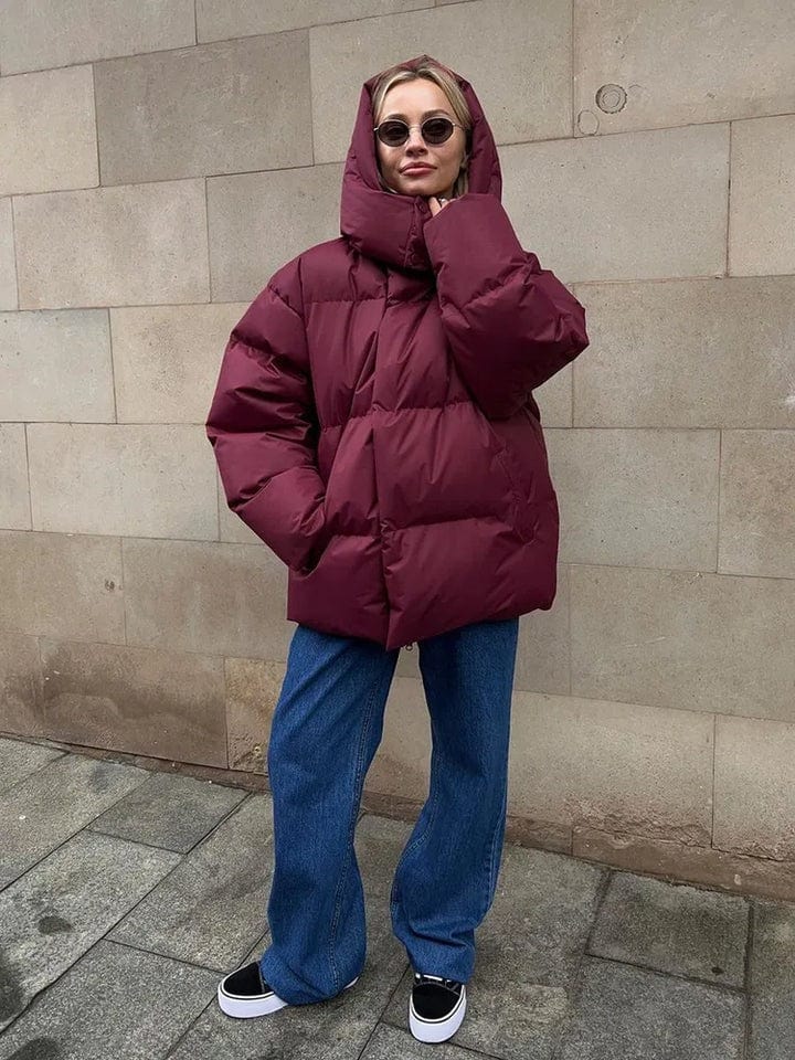 Oversized Winter Puffer Jacket  High Collar Quilted Design - Product detail 10