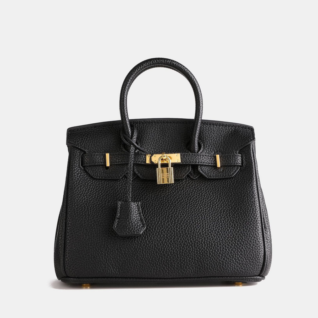 Classic Structured Handbag  Black Leather With Gold Hardware - Product detail 6