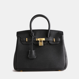 Classic Structured Handbag  Black Leather With Gold Hardware - Product detail 6