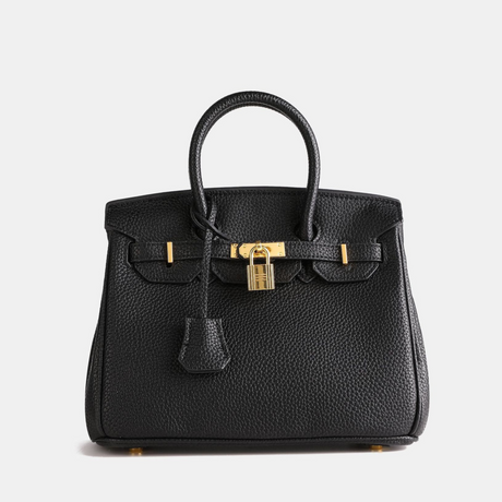 Classic Structured Handbag  Black Leather With Gold Hardware - Product detail 6