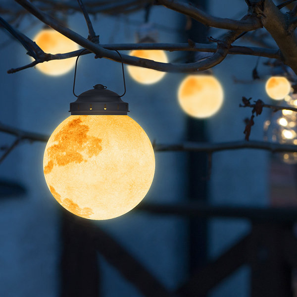 Solar Garden Pendant Light  Moon-Inspired LED Globe Design - Product showcase