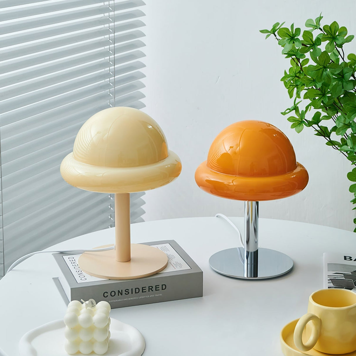 Space Age Table Lamp  Orange Glass Mushroom Design - Product detail 6