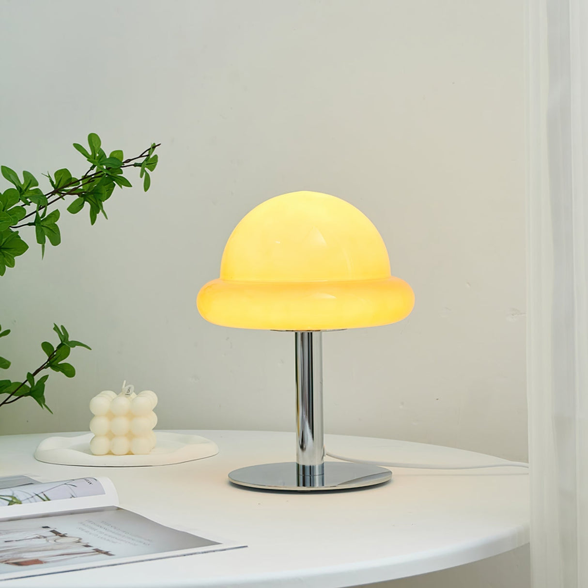 Space Age Table Lamp  Orange Glass Mushroom Design - Product detail 5