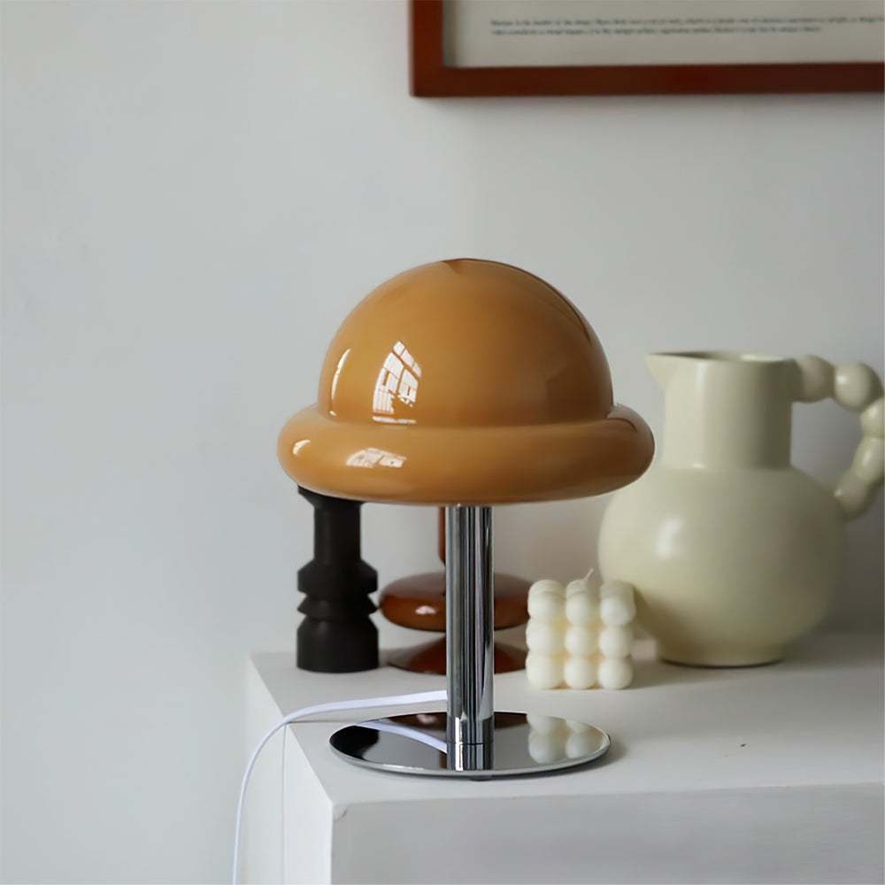 Space Age Table Lamp  Orange Glass Mushroom Design - Product detail 12
