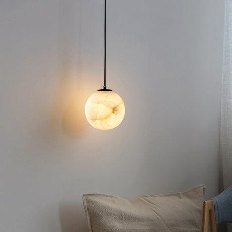 Marble Pendant Light  Spherical Globe Design - Detailed view