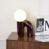 Modern Table Lamp  Curved Pink Resin with Glass Globe - Product detail 6