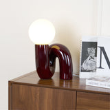 Modern Table Lamp  Curved Pink Resin with Glass Globe - Product example