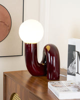 Modern Table Lamp  Curved Pink Resin with Glass Globe - Product detail 9