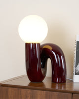 Modern Table Lamp  Curved Pink Resin with Glass Globe - Product detail 5