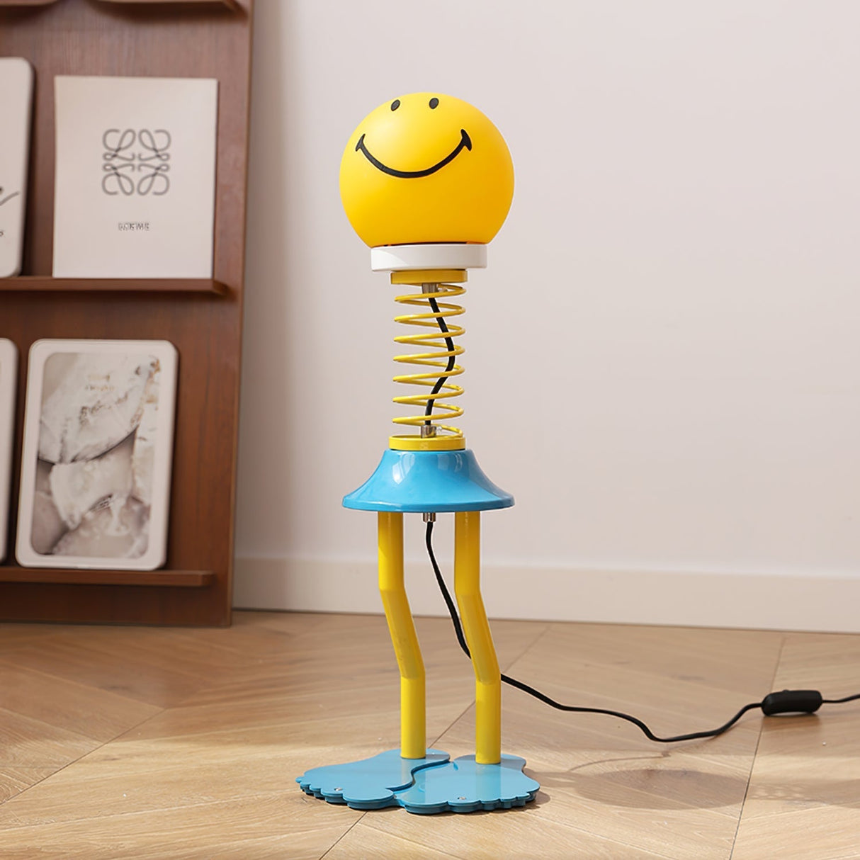 Modern Spring Table Lamp  Yellow Smiley Design - Detailed view