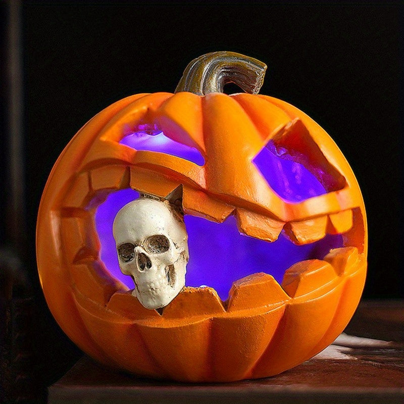 Halloween Pumpkin Decor  Realistic Skull Jack OLantern - Product showcase