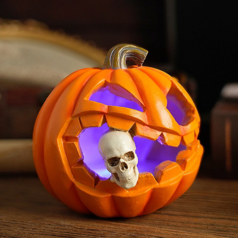 Halloween Pumpkin Decor  Realistic Skull Jack OLantern - Detailed view