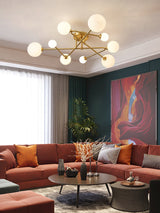 Modern Sputnik Ceiling Light  Brass Arms with Glass Globes - Product detail 12